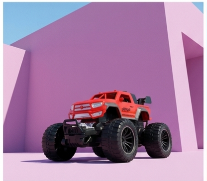 لعبة سيارة وحشية (Monster Truck) حمراء بريموت كنترول - للأطفال